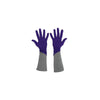 3/4 length purple and grey gloves with open palms