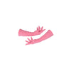 3/4 length pink gloves posed with cradle arms