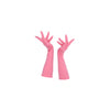 full view of 3/4 length pink gloves