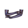 Arms posed wearing opera length metallic mesh black and royal blue gloves