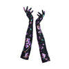 image of black gloves with purple flowers