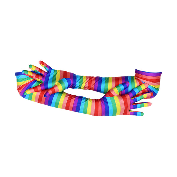 rainbow print spandex gloves