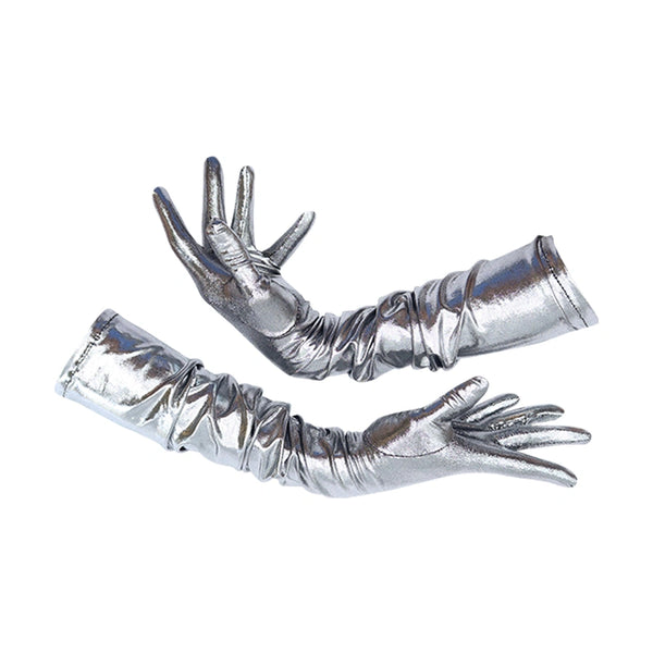 luxury silver metallic gloves