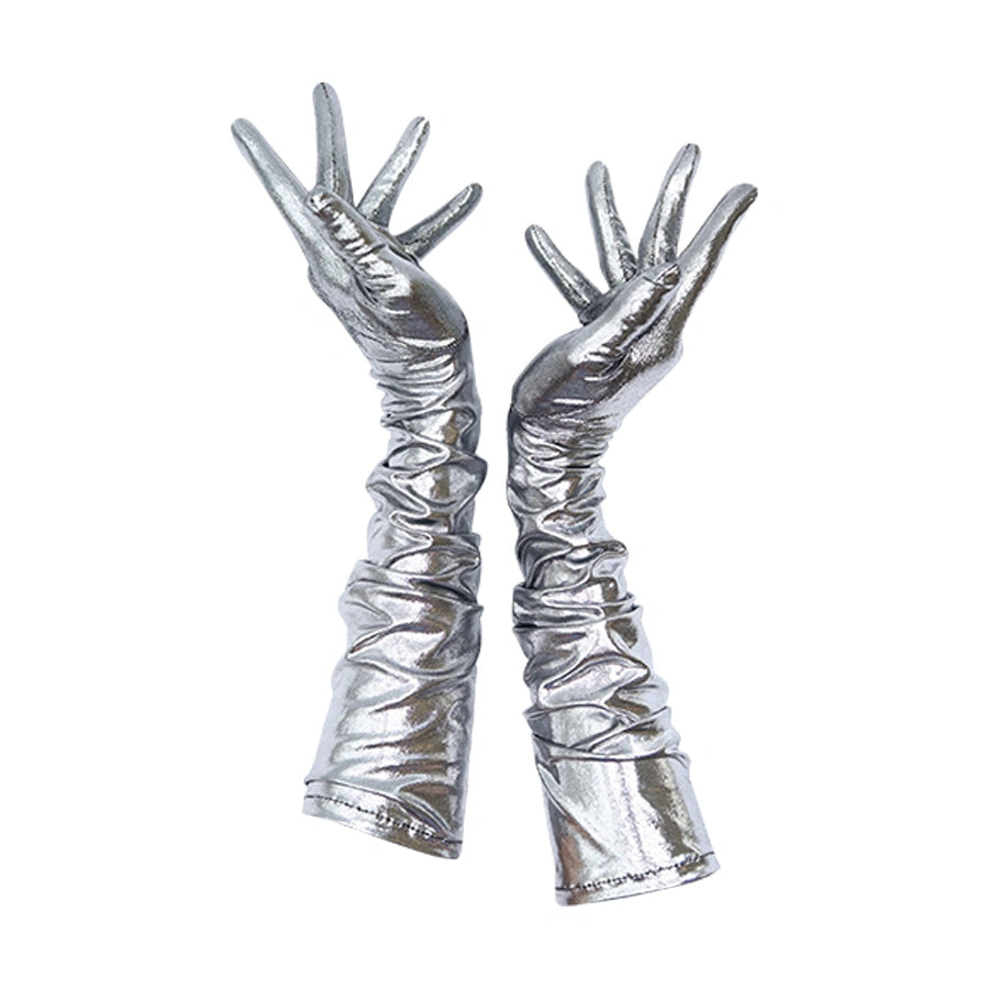 metallic handschuhe KAISHA– Silver Metallic Gloves Medium / Kaisha_Deep Silver Metallic
