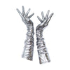 hand made gloves in silver metallic spandex