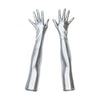 elbow length gloves made of silver metallic spandex