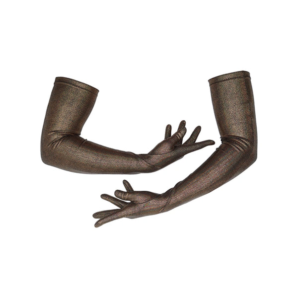 photo of arms wearing black mini-dot spandex gloves