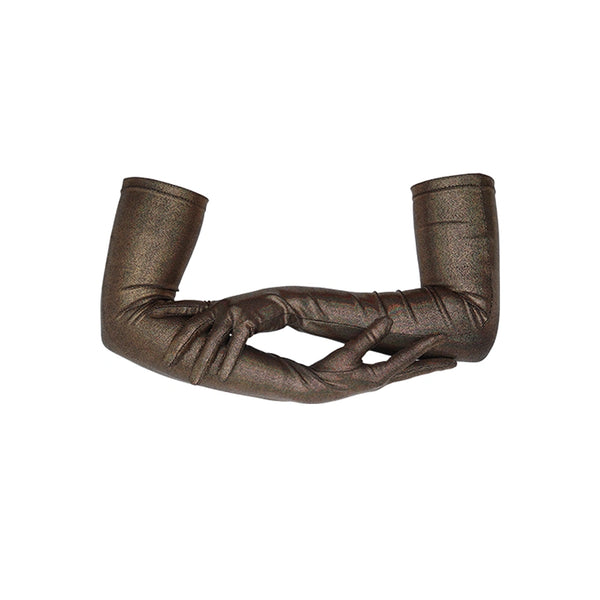 black shimmery gloves in opera length