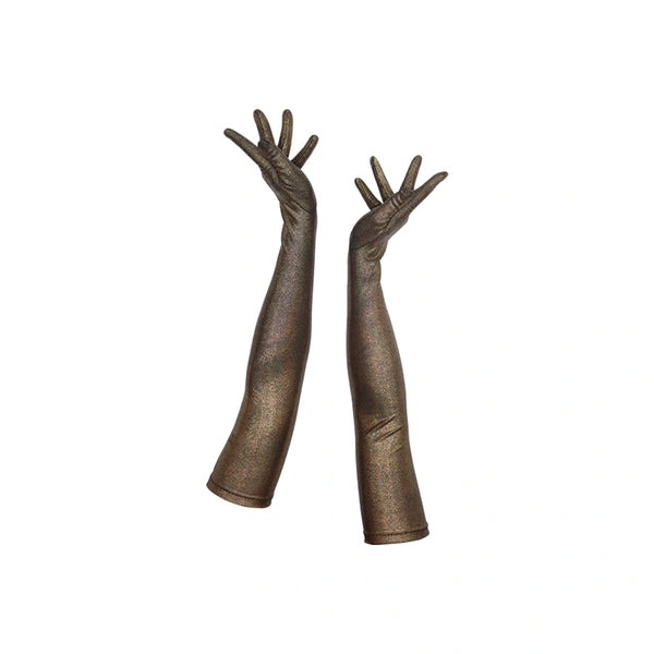 black foil spandex gloves