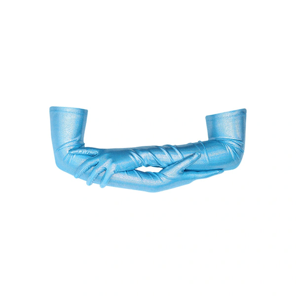 blue foil dot spandex gloves