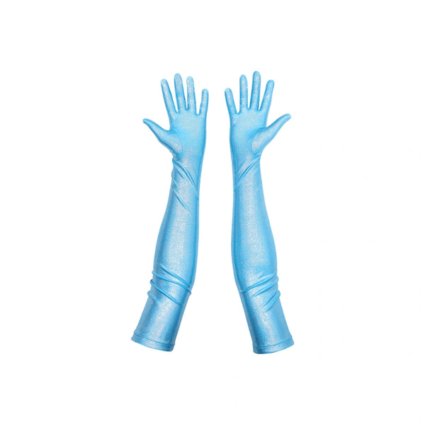 turquoise opera length gloves made in New York City