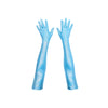 model wearing blue Wing + Weft Gloves