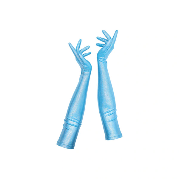 blue foil spandex gloves