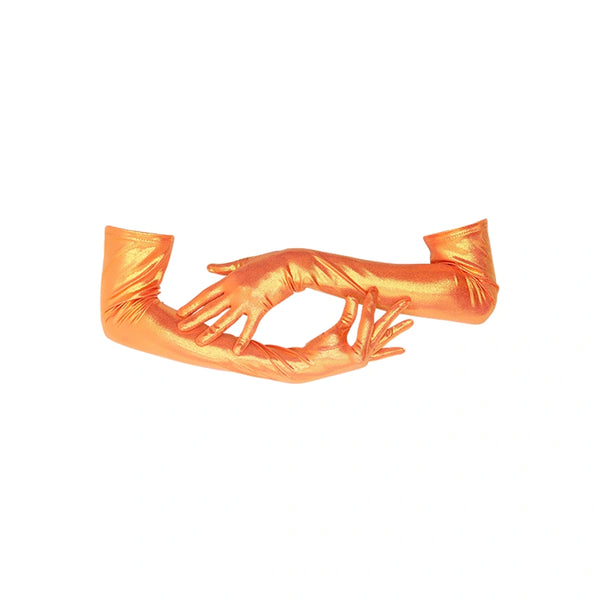orange spandex opera length gloves