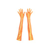 hand model waring orange opera length gloves