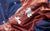 blue and red fabric printed with an astronaut