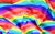 rainbow print fabric made out of 4-way stretch stripe print spandex.