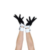 black and white gloves on a hand model