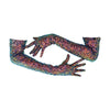 Wing + Weft Vera gloves worn by a model, featuring 4-way stretch sequin fabric