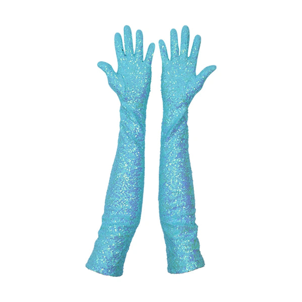 picture of blue sequin gloves