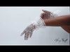 model showing white mesh wedding gloves