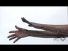 Model displaying Wing + Weft Michelle gloves made with black mesh fabric