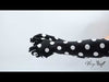video of gloves inspired by Sarah Jessica Parker, designed in black and white polka dot satin fabric