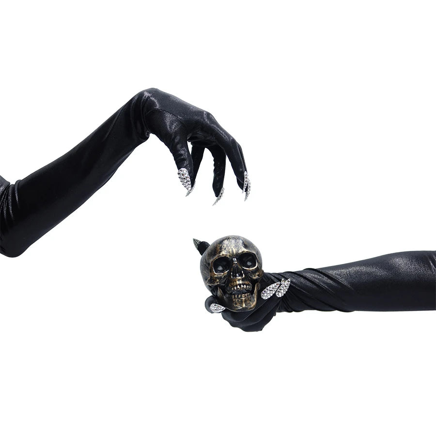 catwoman handschuhe CAT WOMAN– Spandex Gloves With Nails Extra Large / CAT Woman_Black/Black Holo Dot