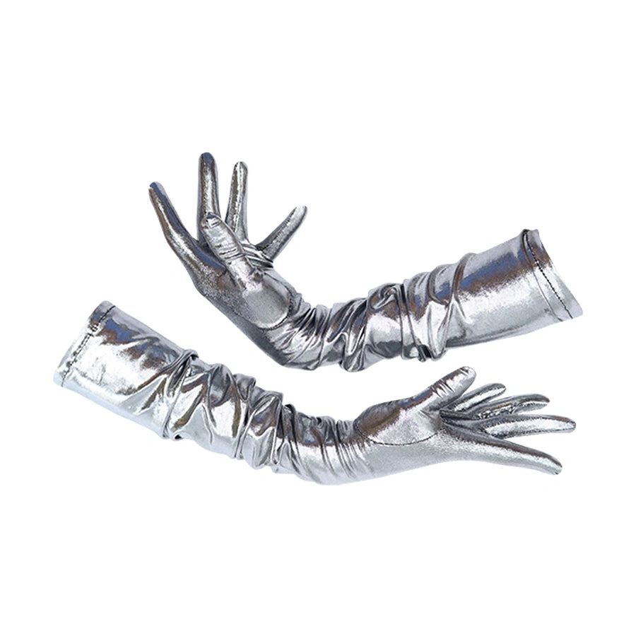metallic handschuhe KAISHA– Silver Metallic Gloves Medium / Kaisha_Deep Silver Metallic