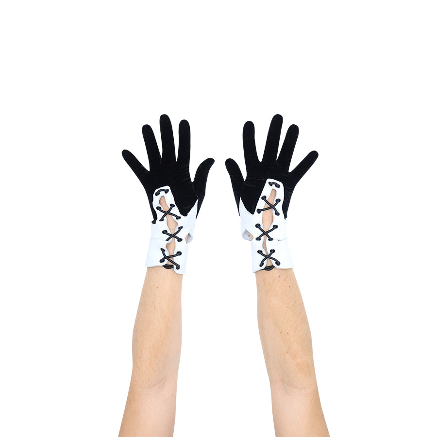 penn & ink handschuhe PENN STATION Velour / Large / PENN Station_Black Velour/White Leather